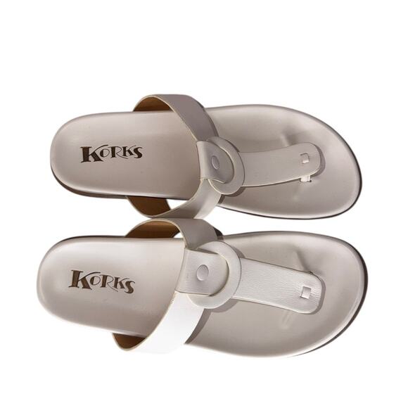 Korks Audie Thong Clean White Cream Sandals Size 8 Like New Beach Flip Flops - Picture 6 of 8